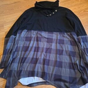 Elegant Black and Gray Women's Plaid Blouse
